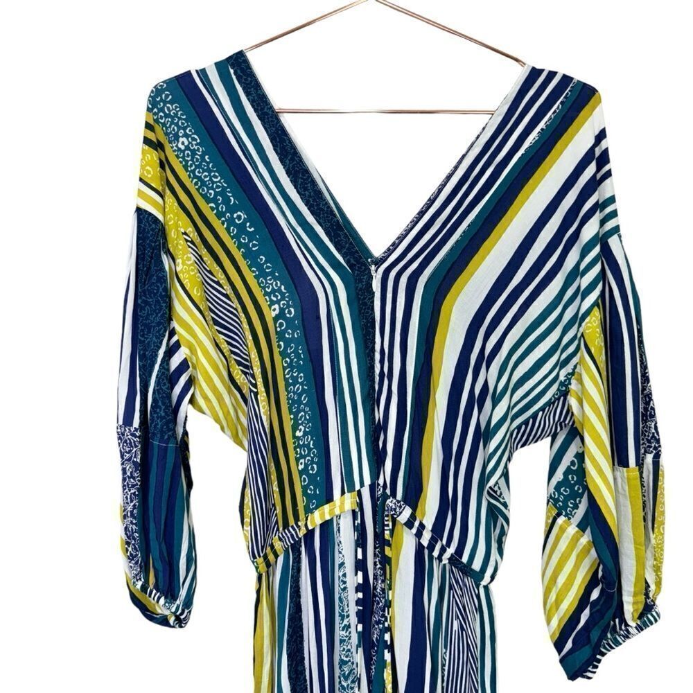NEW Poupette St Barth Striped Tiered Mya Maxi Dress Aqua Solis Large - Picture 7 of 12